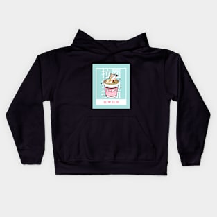 Cute Cat Loves Ramen Kids Hoodie